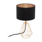 Eglo Bordlampe Carlton 2 Stål Kobber Svart | IP20 - Egnet for 1x E14 